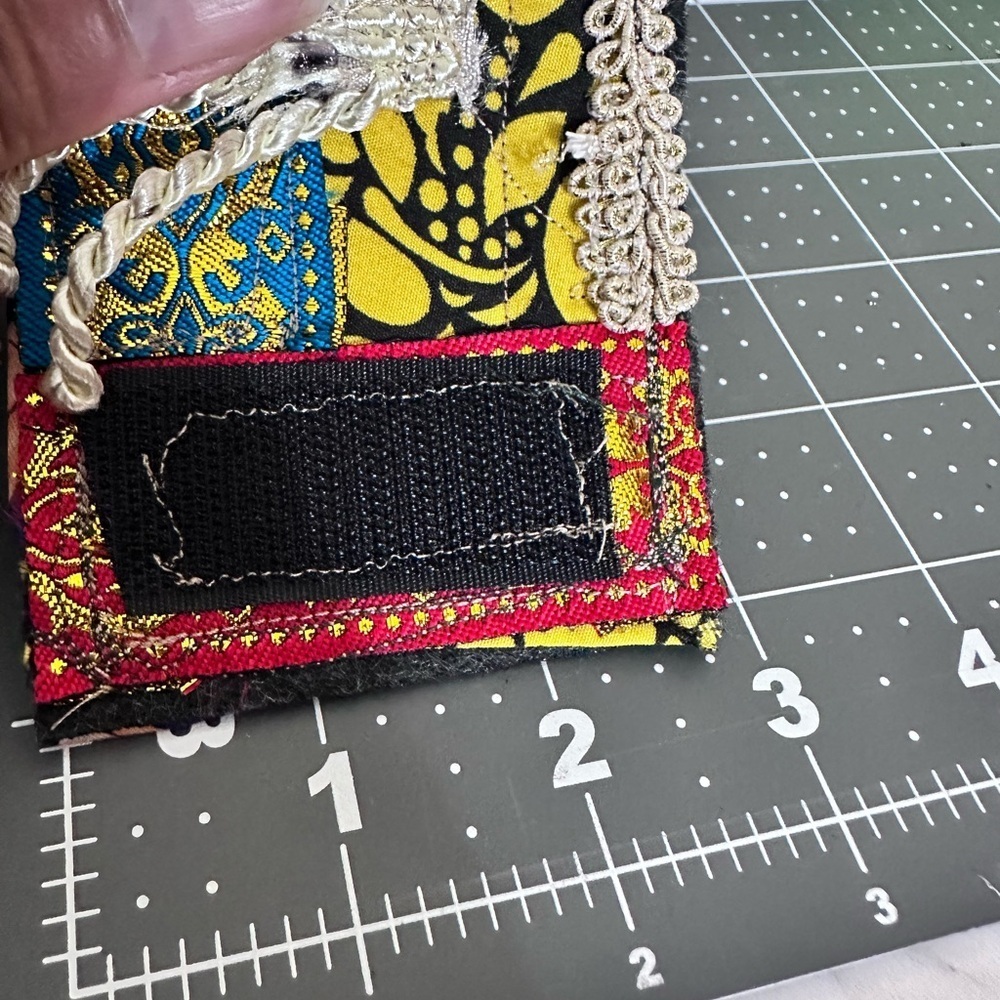RUBYRUDI Cuff Bracelet Handcrafted OOAK Fabric Embellished Artisan Wearable Art - Picture 14 of 15